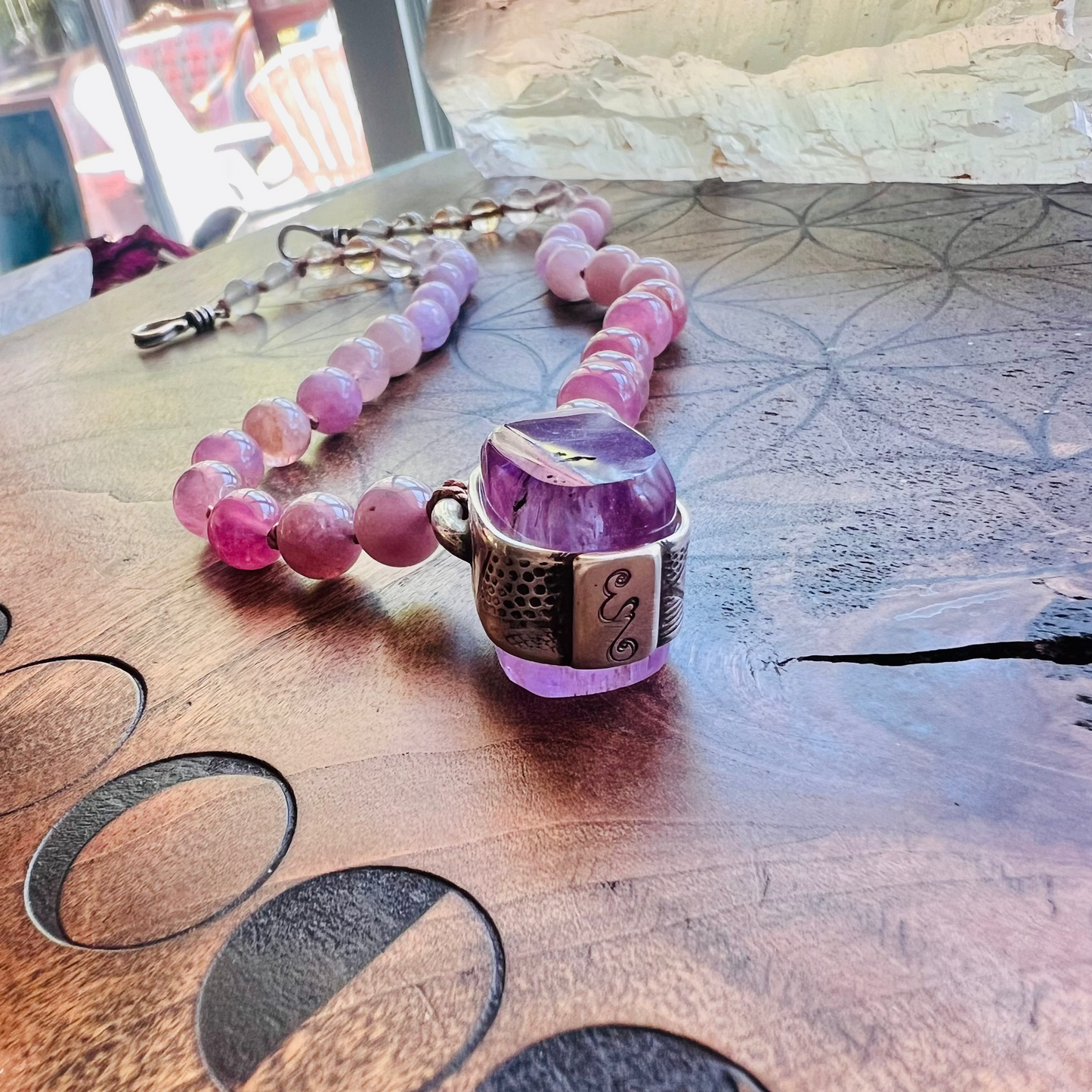 *Custom* Pink Kunzite Talisman with Beads