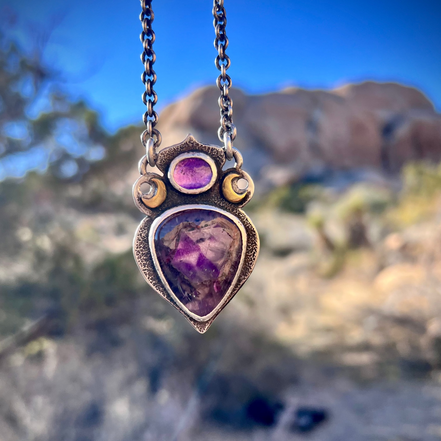 Chevron Amethyst Moon Talisman
