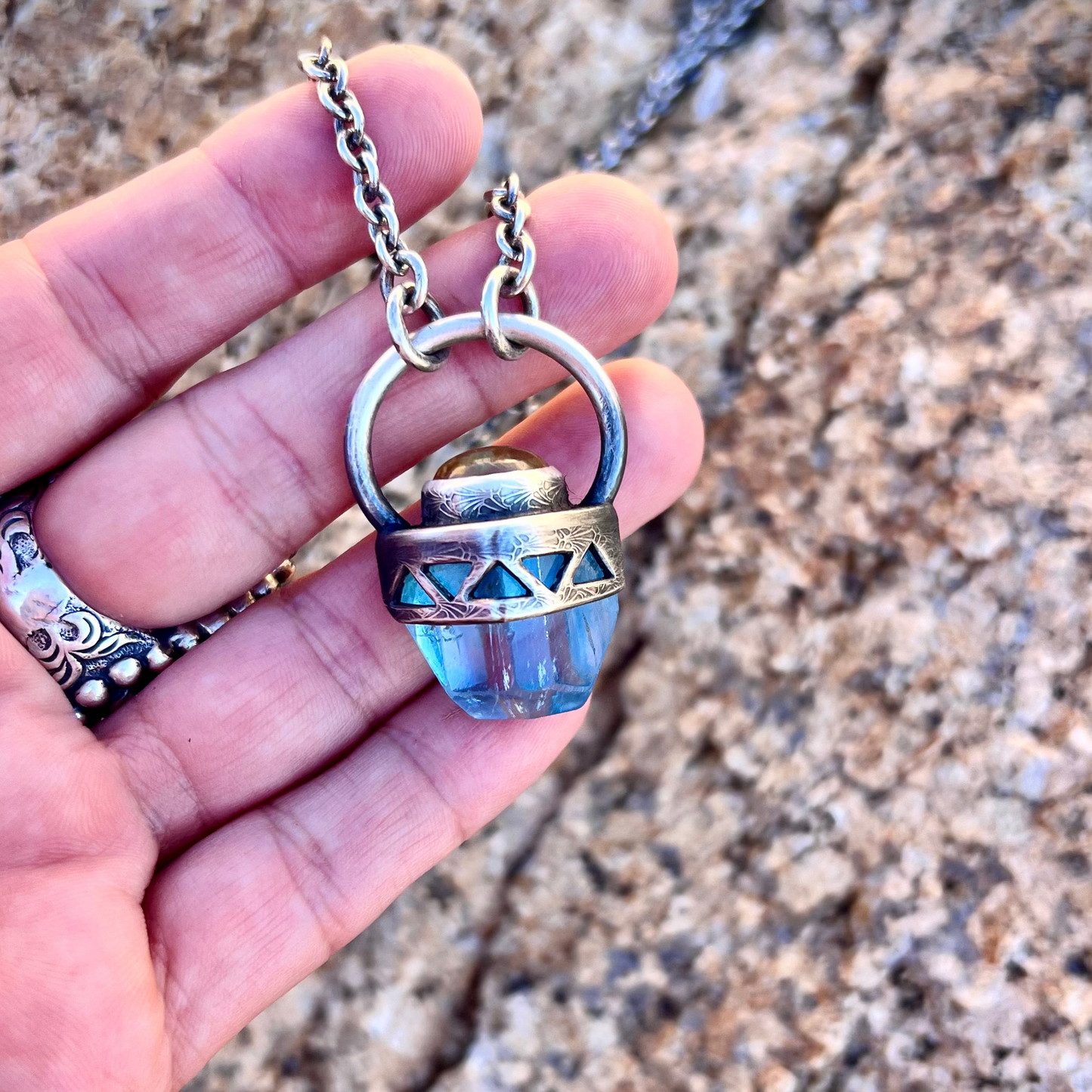 Blue Topaz and Citrine Talisman