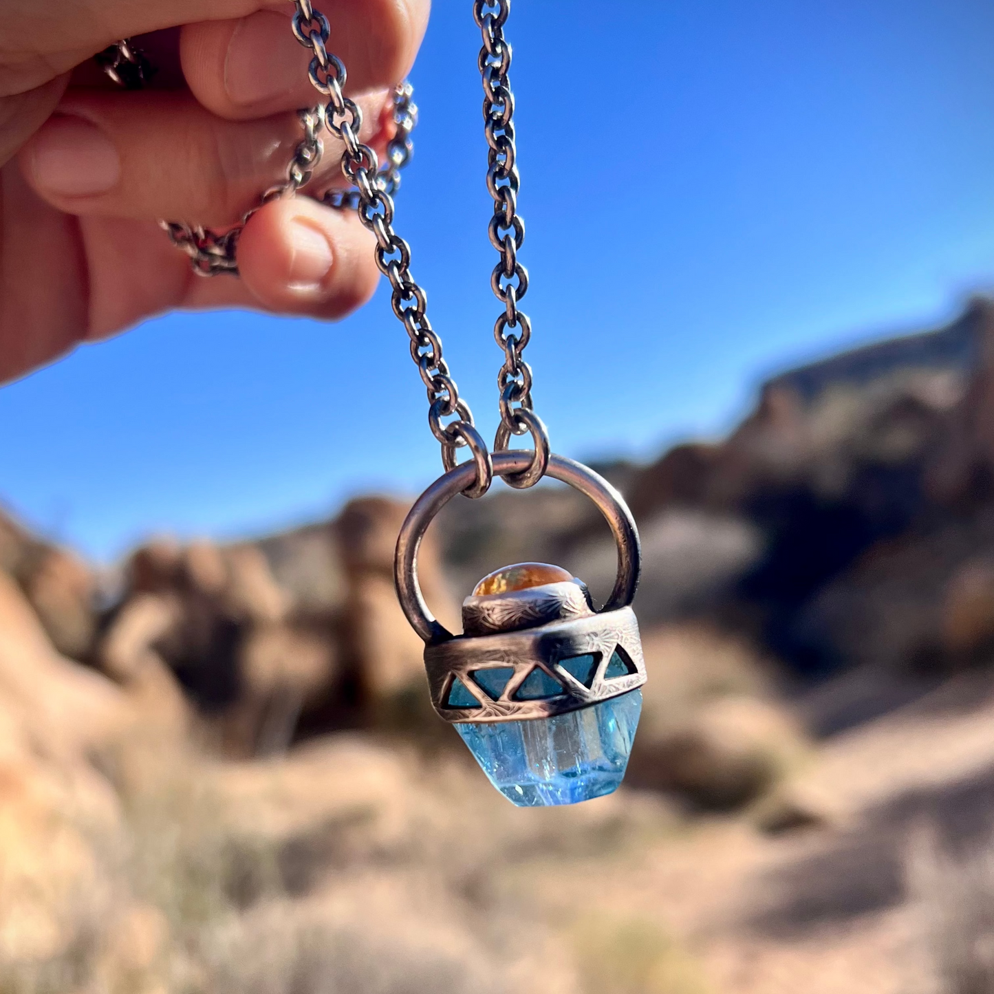 Blue Topaz and Citrine Talisman