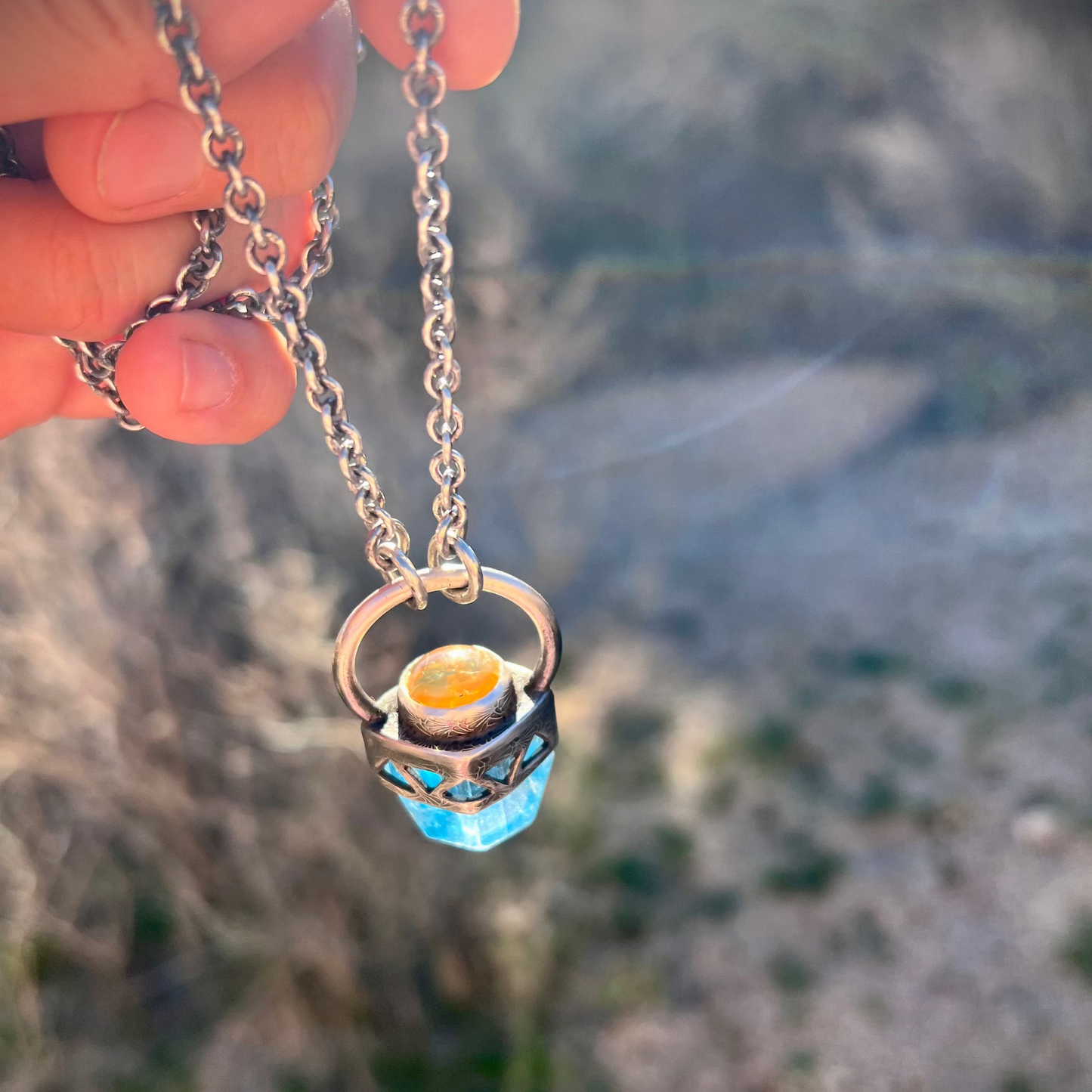 Blue Topaz and Citrine Talisman