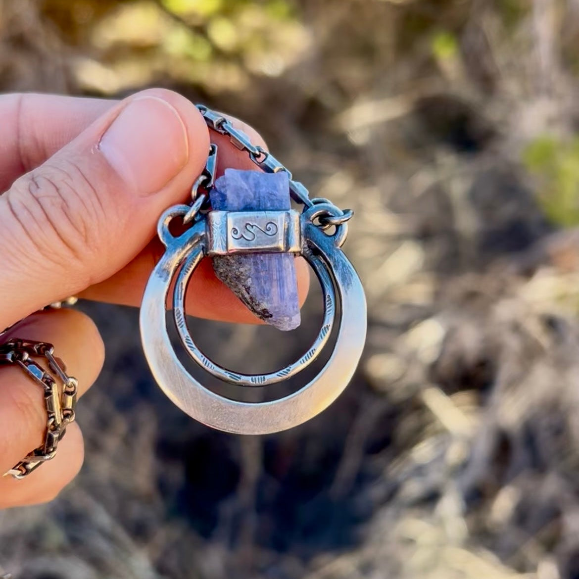 Tanzanite Silver and 18k Gold Orbit Talisman