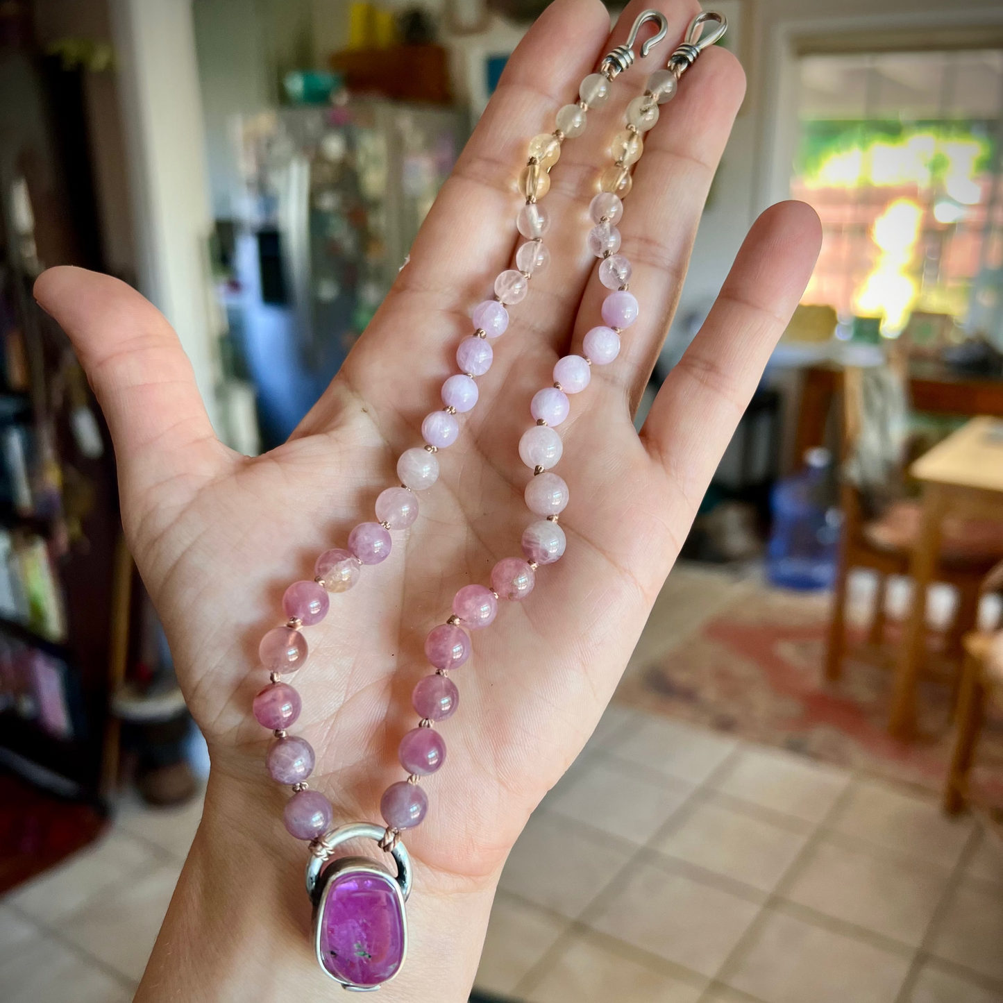 *Custom* Pink Kunzite Talisman with Beads